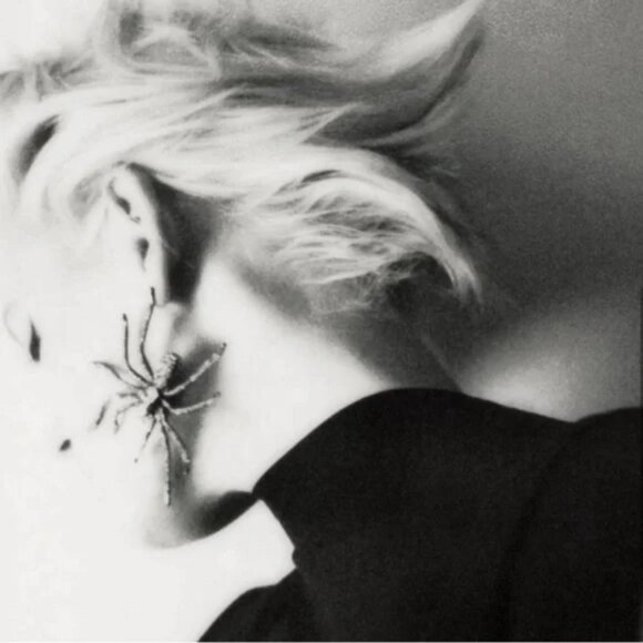 ZARA Rhinestone Crystal Oversized Spider Statement Earrings NEW with Tags - Picture 4 of 6